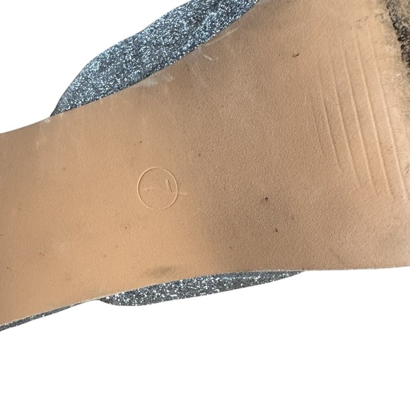 Lulus Silver Glitter Platform Heels Ankle Strap Chunky Block Heel Shoes - Picture 7 of 7